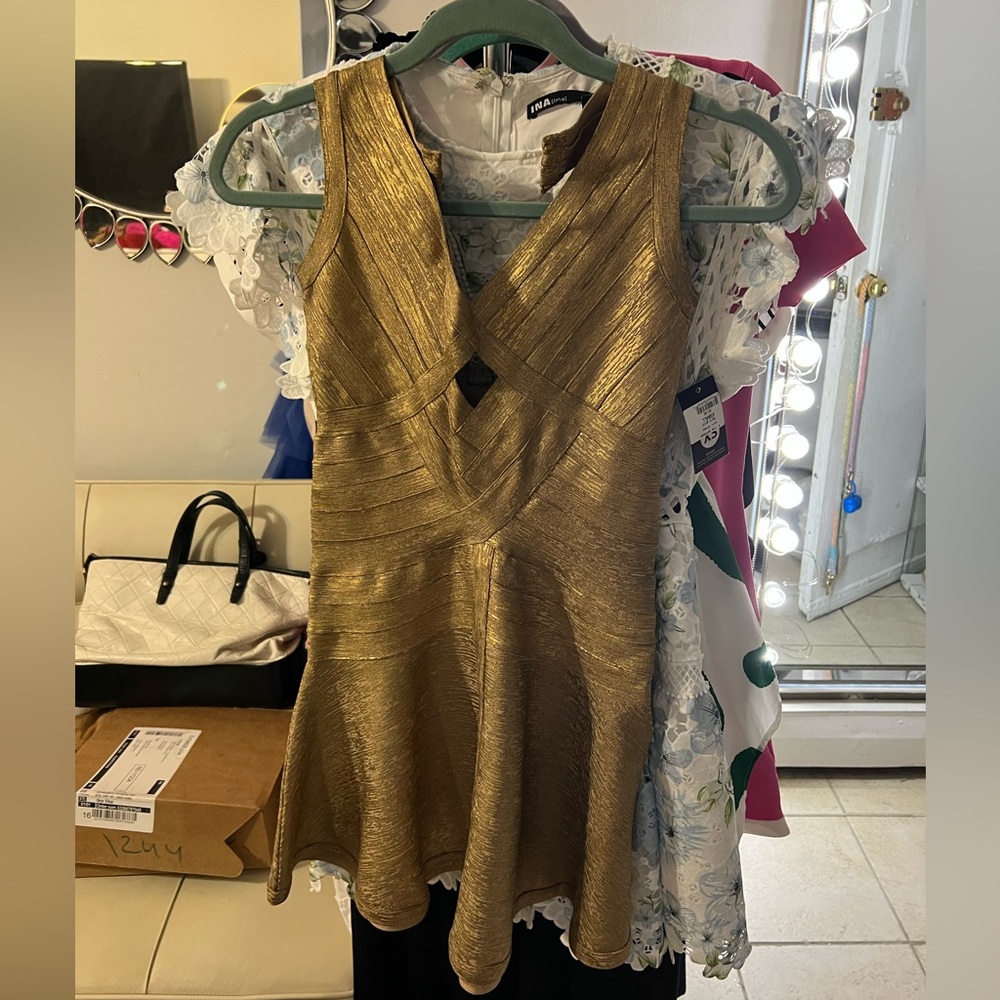 Gold tight dress
